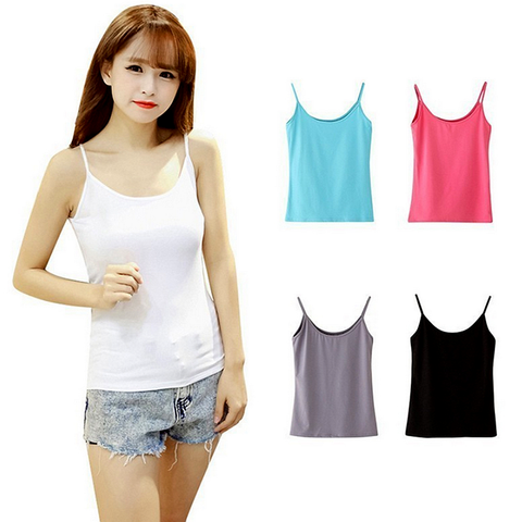 Spaghetti Strap Top Women Halter V Neck Basic White Cami Sleeveless Satin Silk Tank Tops Women'S Summer Camisole Plus Size ► Photo 1/6