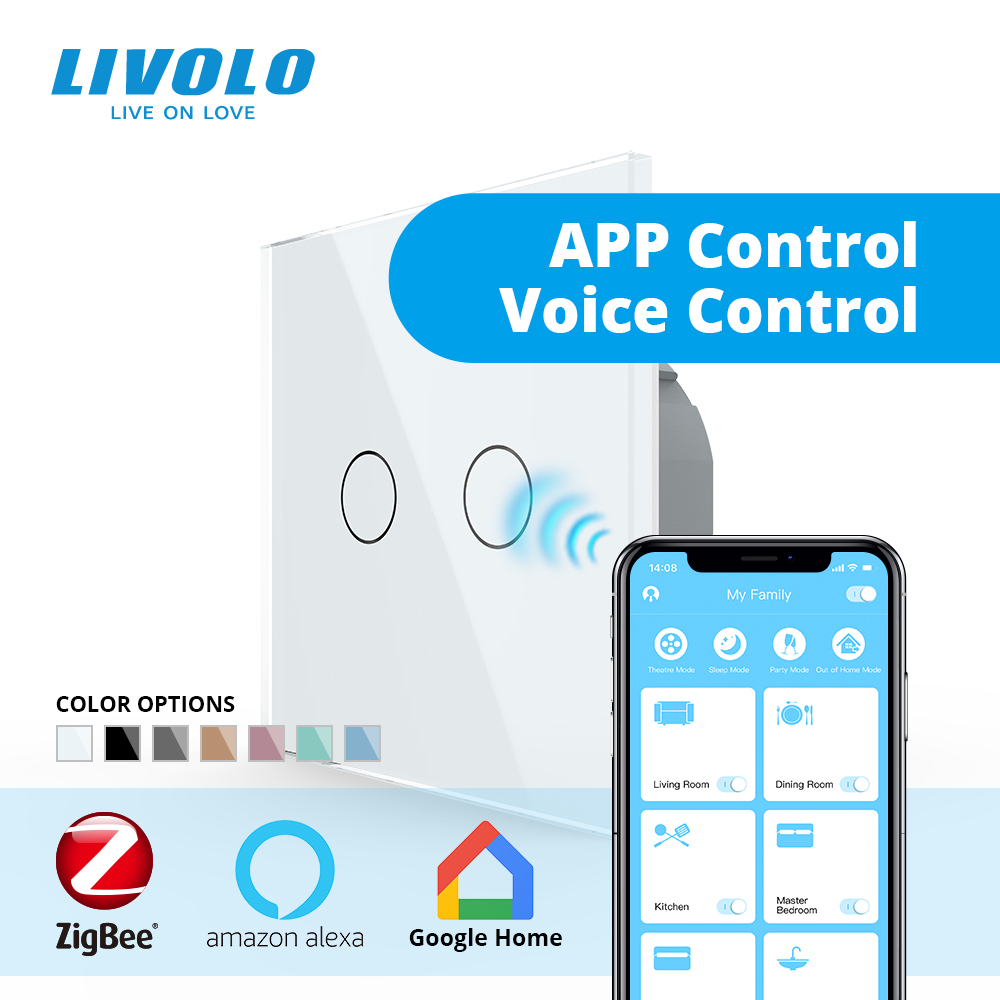 LIVOLO Zigbee Smart Home Wall Touch Switch WiFi APP Control Google Home Control 