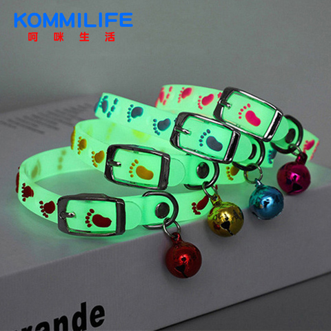 2022 New Glowing Dog Cat Collar Anti-Loss Fluorescent Silicone Cat Collar Necklace With Bells Dog Neck Ring Cat Dog Accessories ► Photo 1/6