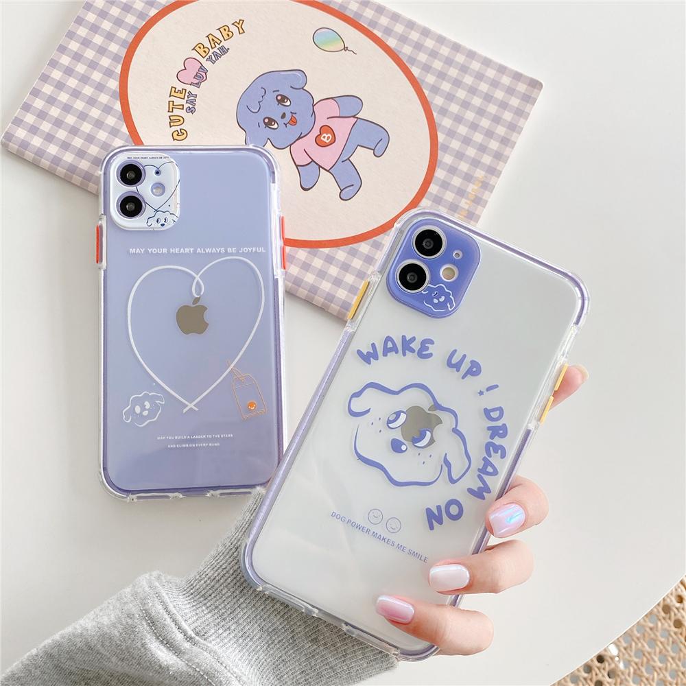 Cute Korean Cartoon Dog Transparent Phone Case for iPhone 12 Mini 11 Pro  Max XR X XS Max 7 8 Plus SE 2 Soft TPU Clear Back Cover - Price history &