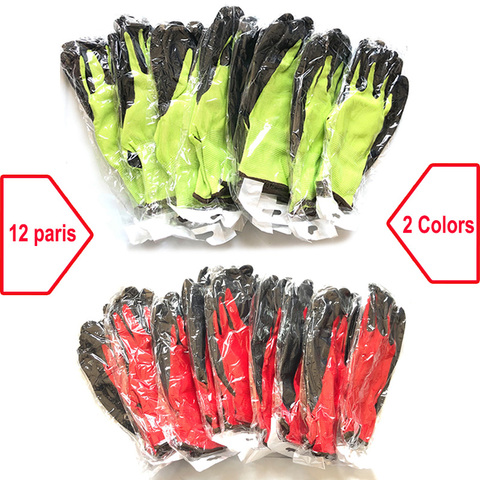 24Pcs/12 Pairs Safety Work Rubber Gloves Nylon Knitted Glove Latex Coated For Gardener Builder Driver Mechanic Protective Gloves ► Photo 1/6