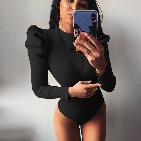 2022 Spring Winter Women Sexy Bodysuit Casual Bodycon Solid Knitted Black Bodysuits Body For Women Female ► Photo 1/6