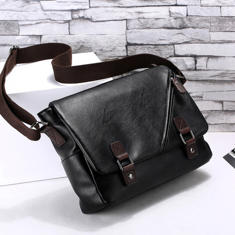 Fashion Pu Leather Men Bag Messenger Bags Laptop Ipad Business Shoulder Casual Crossbody Bags for Men Quality Vintage Satchel ► Photo 1/6