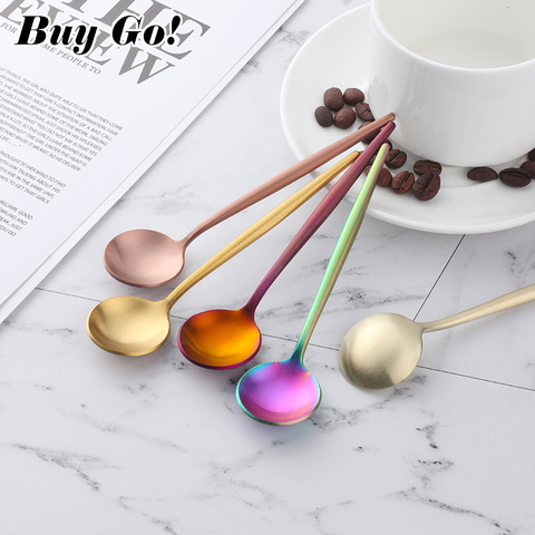 High Quality 18/10 Stainless Steel Small Tea Spoon Flatware Set Mini Tea Spoons Set Colorful Coffee Spoon Gold Silver Scoop Set ► Photo 1/6