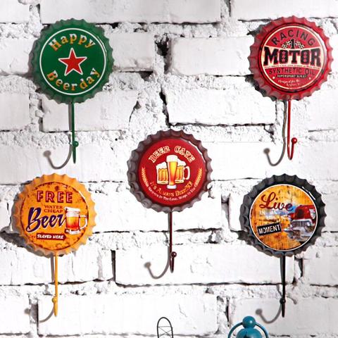 New Creative Retro Metal Beer Bottle Cap Sign Wall Hook Bar Pub Clue Decoration ► Photo 1/6