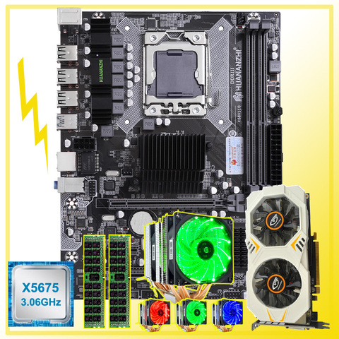 HUANANZHI X58 LGA1366 motherboard with CPU Intel Xeon X5675 3.06GHz CPU cooler RAM 32G(2*16G) REG ECC video card GTX750Ti 2GD5 ► Photo 1/6