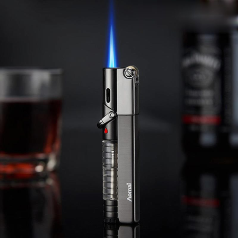 Flint Wheel Strip Lighter Torch Jet Lighter Windproof Gas Window Metal Lighter Inflatable Butane 1300 C Cigarette Cigar Gadgets ► Photo 1/6