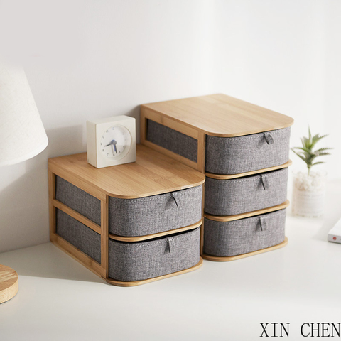 Multifunctional storage box Cosmetic  Bamboo Cloth Office Desktop Storage Casket Makeup Storage Container Home Sundry Organiser ► Photo 1/1