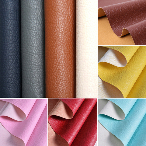 Litchi PU Leatherette Faux Synthetic Leather Fabric For Sewing Bow Bag Brooches Sofa Car DIY Hademade Material 50X120CM Sheets ► Photo 1/6