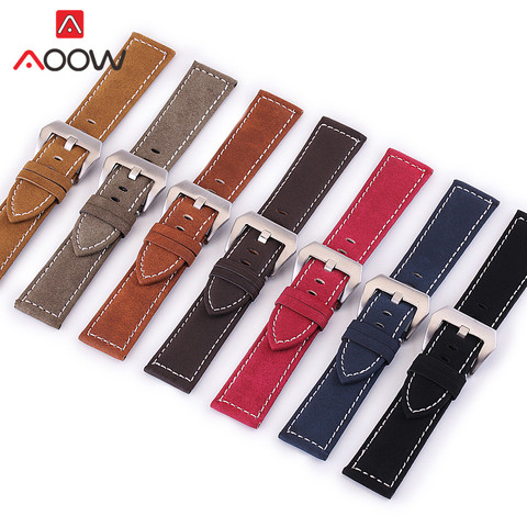 7 Color Handmade Matte Leather Watch Band Men Women 18mm 20mm 22mm 24mm Stainless Steel Buckle Strap for Panerai Watchband Brown ► Photo 1/6
