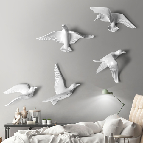 5PCS European Resin Birds Wall Hanging Pigeon Crafts Decoration Home Livingroom Sofa TV Background 3D Wall Sticker Ornament Art ► Photo 1/6