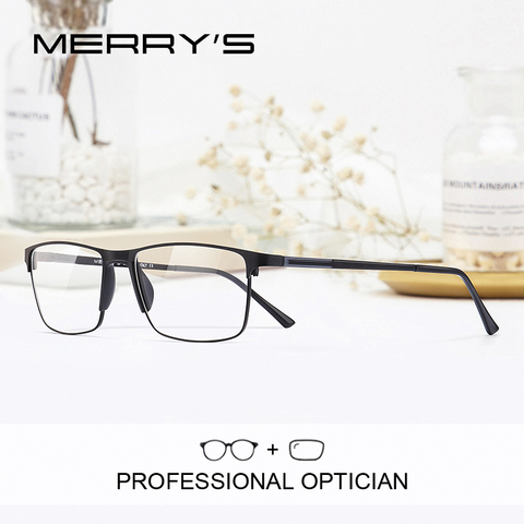 MERRYS DESIGN Men Prescription Glasses Square Myopia Prescription Eyeglasses Male Small Frames Optical Glasses S2037PG ► Photo 1/6