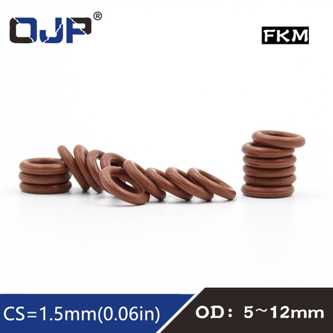 5PCS/lot Rubber Ring Brown FKM O ring Seal CS:1.5mm OD5/6/6.5/7/8/8.5/9/10/10.5/11/12mm Rubber O-Ring Seal Oil Gasket Washer ► Photo 1/6