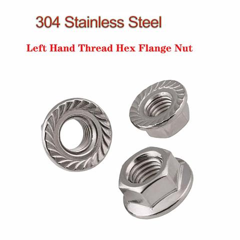 M5-M12 Left Hand Thread Hex Serrated Flange Nut 304 Stainless Steel Reverse Thread Hexagon Serrated Spinlock Flange Nuts ► Photo 1/6