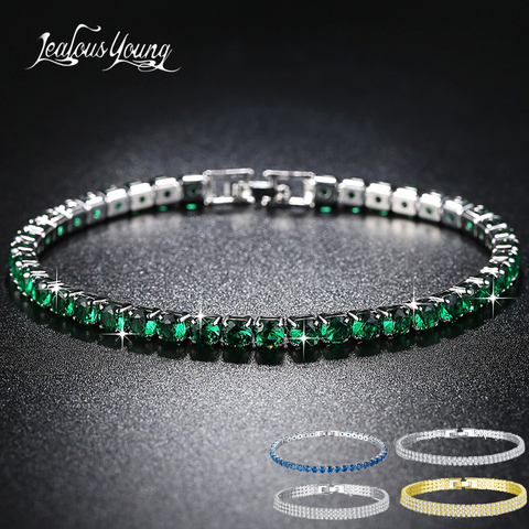 2022 New Fashion Green Crystal Friendship Bracelets Bangles for Women Silver Color Round Zircon Charm Bracelet Braclet Gifts ► Photo 1/6