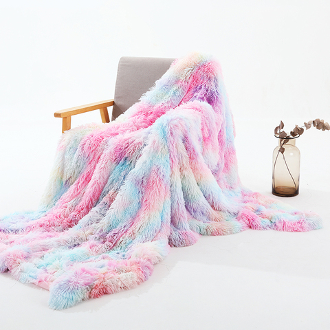 Shaggy Throw Blanket Soft Long Plush Bed Cover Blanket Fluffy Faux Fur Bedspread Blankets for Beds Couch Sofa ► Photo 1/6