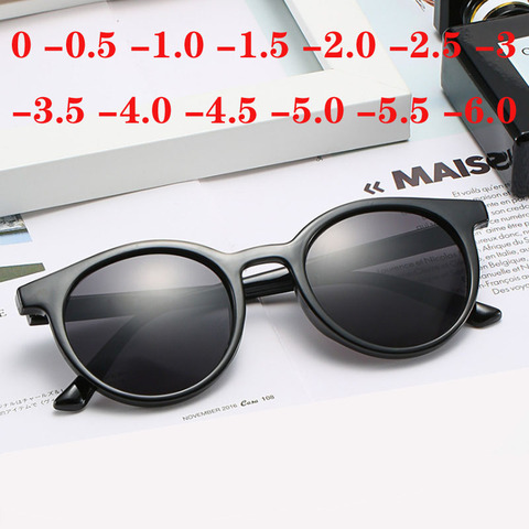 Anti-UV Round Finished Myopia Sunglasses Women Men Short-sighted Eye Glasses 0 -0.5 -1.0 -1.5 -2.0 -2.5 -3.0 -3.5 -4.0 -4.5 -6.0 ► Photo 1/6