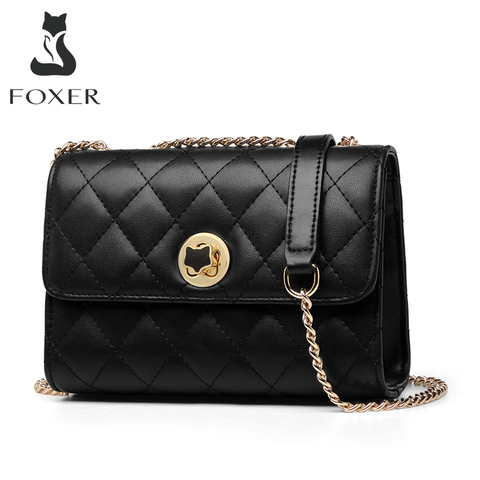 FOXER Women Cow Leather Shoulder Bag Fashion Lady Casual Cross-body Bag Brand Classical Small Messenger Flip Bag for Girls ► Photo 1/6