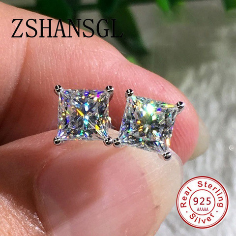 Female 4/5/6/7mm Small White Stone Earrings Crystal Fashion 925 Silver Wedding Double Earrings Vintage Stud Earrings For Women ► Photo 1/5