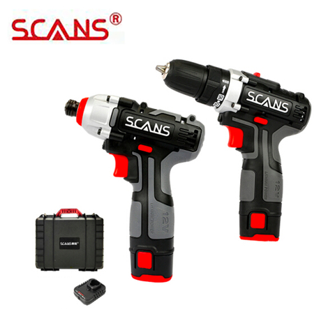 SCANS K211 Tools 12V Cordless Power Tools Li-ion Drill and Compact Driver Combo Kit with 2*2.0Ah Batteries ► Photo 1/6