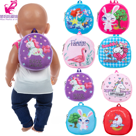 40cm 43cm Baby Doll Backpack Bag Doll Accessories for 18 Inch Girl Doll Plush Shool Bag Mini Cartoon Coin Bags ► Photo 1/6