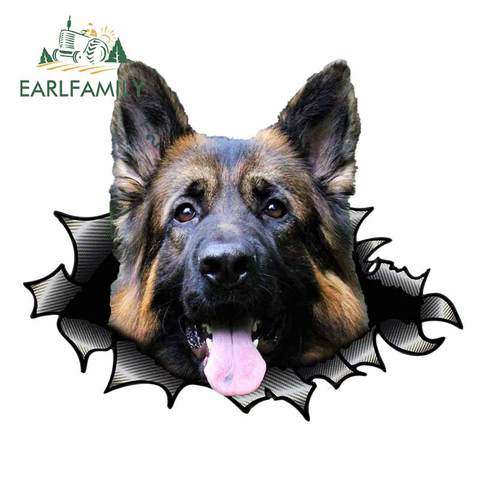 EARLFAMILY 13cm x 10.7cm 3D Car Sticker German Shepherd Torn Metal Decal JDM Window Car Bumper Decoration Pet Dog Vinyl Decal ► Photo 1/5