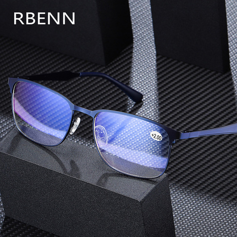 RBENN 2022 New Metal Frame Reading Glasses Men Anti Blue Light Business Presbyopia Glasses For Male Computer Reader +1.75 2.25 ► Photo 1/6