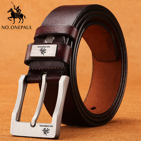 NO.ONEPAUL cow genuine leather luxury strap male belts for men new fashion classice vintage pin buckle men belt High Quality ► Photo 1/6