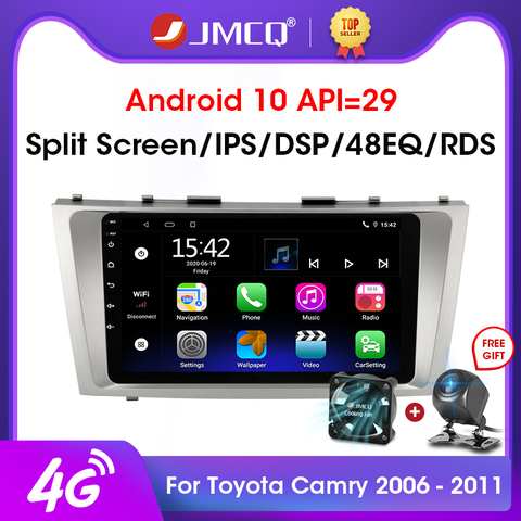 JMCQ Android 10.0 2G+32G DSP CarPlay Car Radio Multimidia Video Player Navigation GPS For Toyota Camry 40 50 2006-2011 2 din dvd ► Photo 1/6