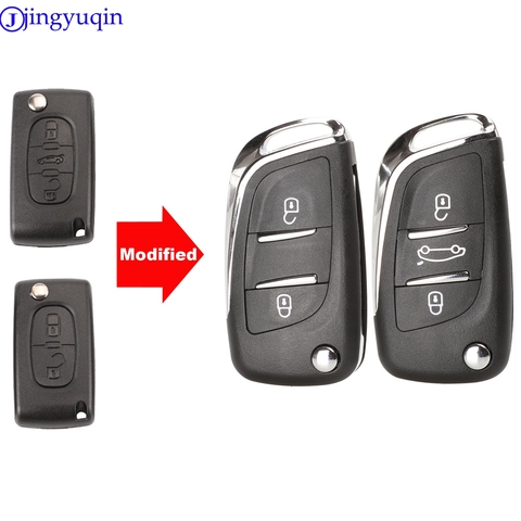 jingyuqin CE0523 Modified Flip Folding Key Shell For Peugeot 306 407 807 Partner Remote VA2/HU83 Blade Entry Fob Case 2/3 Button ► Photo 1/6