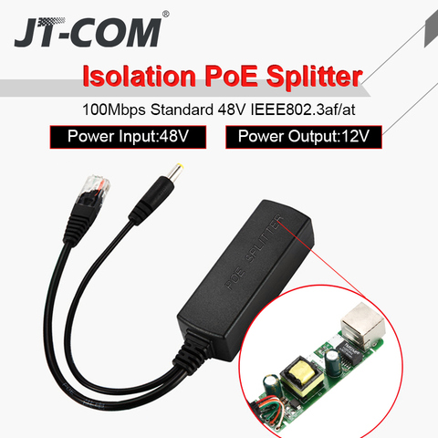 PoE Splitter  48V To 12V POE Connectors Splitter Extender Injector  IEEE802.3af/at 10/100M For Hikvision POE Splitters ► Photo 1/6