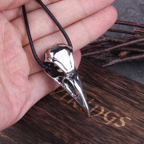 Mini Raven Skull Necklace Stainless steel Replica Raven Magpie Crow Poe Steampunk Gift Idea Zombie Gift ► Photo 1/6