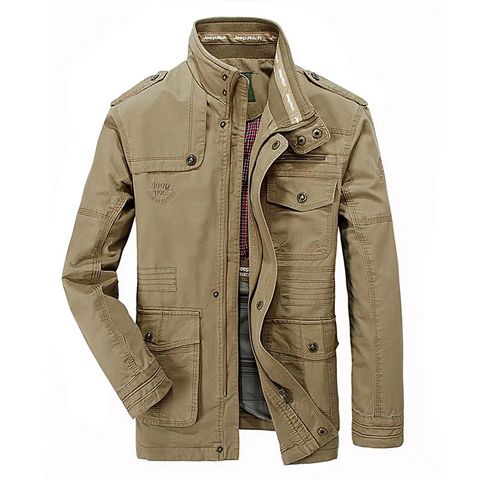 New Plus Size 7XL 8XL Autumn Military Jacket Men Cotton Brand Outwear Multi-pocket Mens Jackets Long Coat Male Chaqueta Hombre ► Photo 1/6