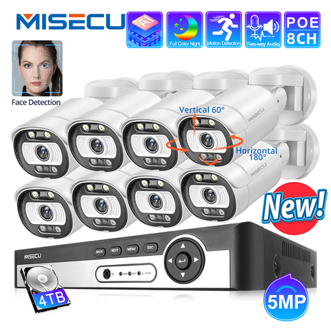 MISECU Security Camera System 8CH 4CH 5MP POE NVR Kit PTZ Camera Two Way Audio AI Face Detect Outdoor P2P Video Surveillance Set ► Photo 1/6