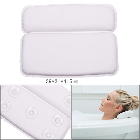 1pc Spa Bath Pillow Suction Cup Anti-Slip Bath Tub Spa Pillow PU Waterproof Sponge Bathtub Pillow Cushion Bathroom Shower Pillow ► Photo 1/6