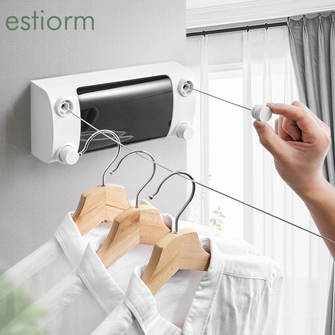 4.2M invisible Retractable Clothesline Indoor Wall Mounted Laundry Hanger double wire rope clothes line drying rack for balcony ► Photo 1/6