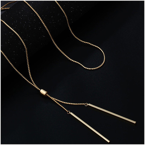 Shineland Fashion Long Necklaces For Women Tassel Pendant Sweater Necklace Kolye Metal Link Chain Fashion Jewelry collier femme ► Photo 1/6