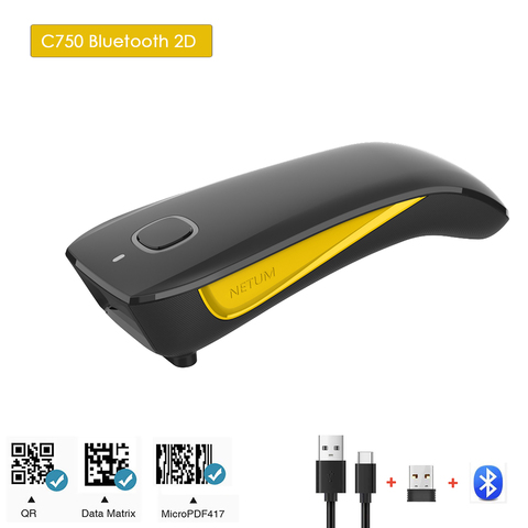 NETUM C750 Bluetooth 1D 2D Barcode Scanner Portable Wireless Bar code Reader Support QR, Data Matrix,PDF417 IOS Android Windows ► Photo 1/6