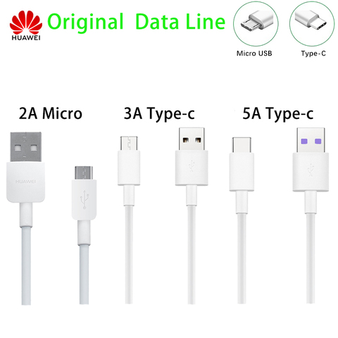 Original Huawei  Data Line Micro Type-C USB Line 2A 3A 5A Fast Charge For Huawei  P7 P8 P9 P10 P20 Lite Honor 6X 7X 8X Max ► Photo 1/5