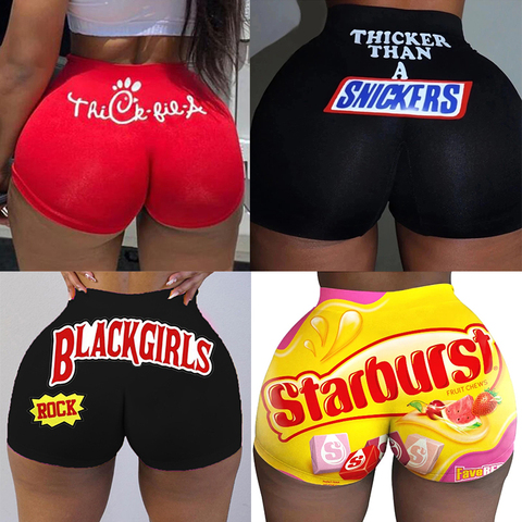 Fashion 2022 Hot Sale Bodycon Women's Candy Snickers Shorts Mini High Waist Short Gushers Snack Booty Shorts For Women Wholesale ► Photo 1/6