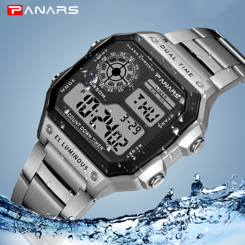 PANARS Watch Men Sport Digital Watches Chronograph Waterproof Watch Stainless Business Wristwatches Male Clock Relogio Masculino ► Photo 1/6