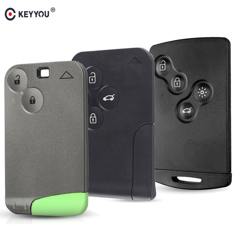 KEYYOU Remote Smart Card Key Case For Renault Laguna Clio Koleos Key Shell Smart Card 2/3/4 Button WIth Insert Small Key Blade ► Photo 1/6