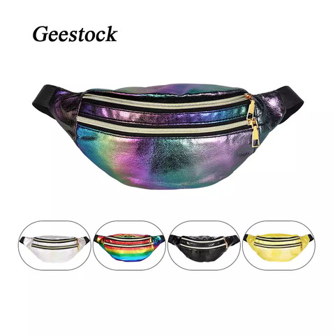 Geestock Women Fanny Pack Holographic Waist Packs Fashion Laser Bumbag Designer Chest Bag Women Party Belt Bag Phone Pouch ► Photo 1/6