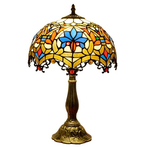 European creative  Mediterranean  stained glass table lamp living room bedroom restaurant bar hotel bedside glass light ► Photo 1/6