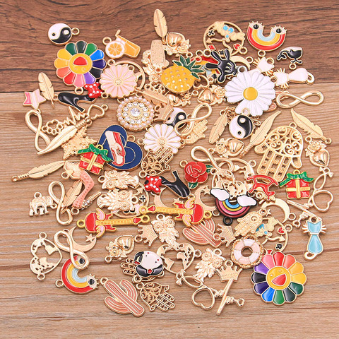 Random 20Pcs Mix Size 10- 200 Style Alloy Metal Drop Oil Charms KC Gold Pendant For DIY Bracelet Necklace Jewelry Making ► Photo 1/3