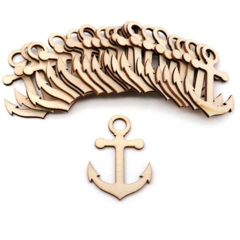 10pcs Wooden Craft Anchor & Steering Shape Hanging Pendant Embellishment For DIY Fabric Accesory Scrapbook Home Party Decoration ► Photo 1/6