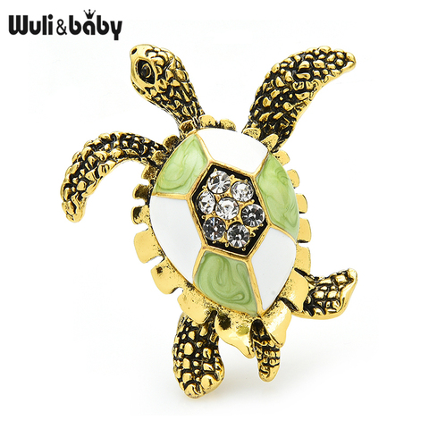 Wuli&baby Vintage Green Enamel Turtle Brooch For Women Men Christmas New Year Fashion Jewelry Gift Pins ► Photo 1/3