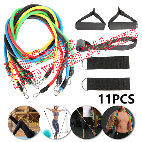 11pcs/set Pull Rope Fitness Exercises Resistance Bands Yoga Latex Tubes Crossfit Stretch Training Home Gyms Workout Elastic Band ► Photo 1/1