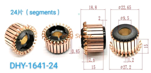 1PC 9.5*22.65*18.8mm 24P Teeth Copper Hook Type Electrical Motor Commutator DHY-1641-24 ► Photo 1/1