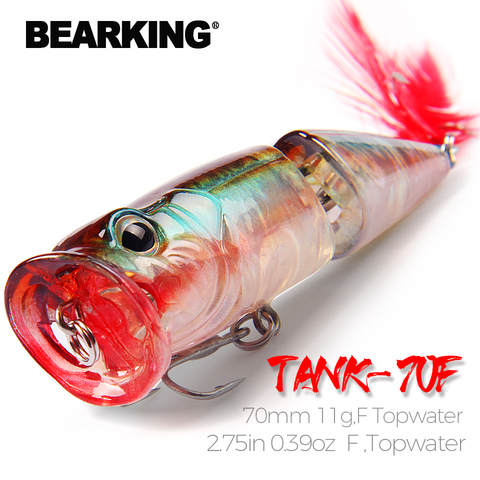 BEARKING Hot Model Retail  fishing lures,hard bait assorted colors, popper 70mm 11g, Floating topwater baits ► Photo 1/6